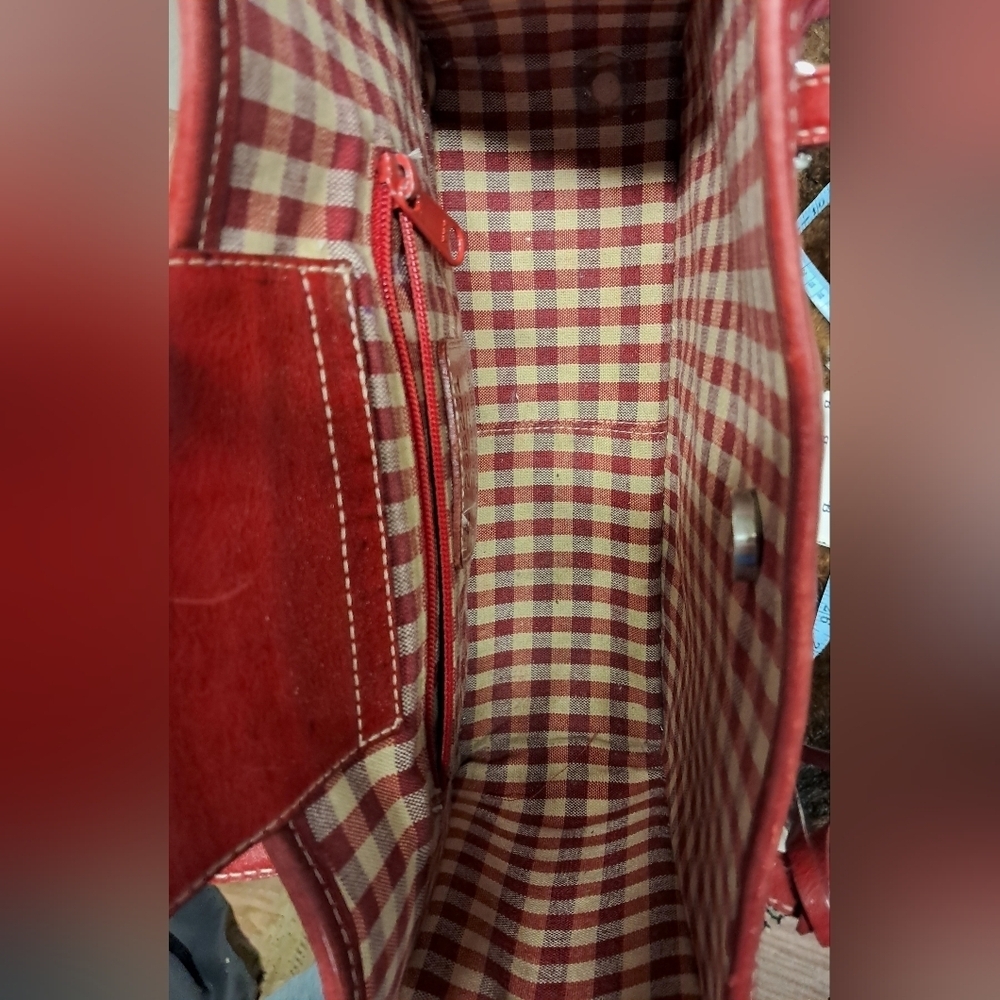 Brighton Red Leather Crocodile Satchel - Picture 4 of 4